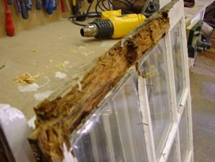 Repair    to bottom rail of a sash window